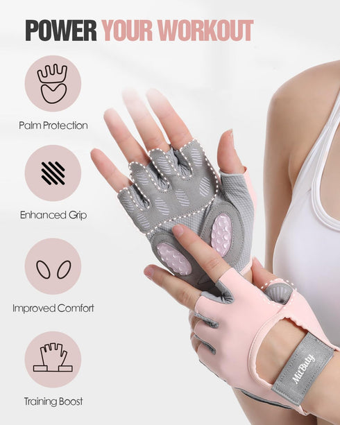 MitButy Workout Gloves for Men & Women Fingerless Gym Gloves for Weight Lifting, Crossfit, Fitness, Exercise & Training