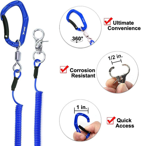 HERCULES M4 Fishing Lanyard, Heavy Duty Retractable Coiled Tether for Fishing Rods, Pliers, Kayak