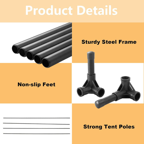 Outdoor Elevated Dog Cot with Canopy & Side Shade for Small Medium Dogs, Portable Cooling Raised Bed with Carry Bag