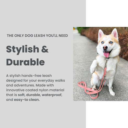 Hands-Free Adjustable Waterproof Dog Leash, 7 FT / 8 FT, Pink, 7 FT