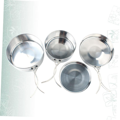 4pcs Set Backpacking balacoo Portable Stainless Steel Camping Cookware Combination Cooking Outdoor Cooking Hiking