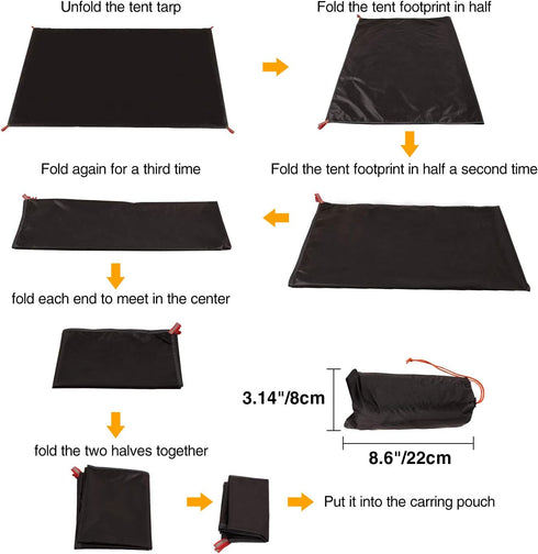REDCAMP Ultralight Tent Footprint, PU 2000 Waterproof Camping Tarp with Drawstring Bag for Ground Hiking (55"x87" UL
