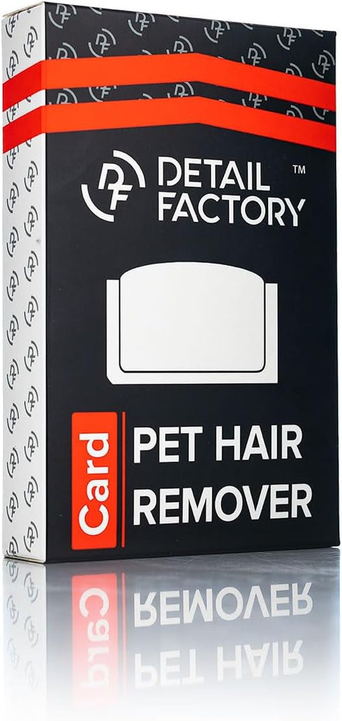 Detail Factory - Pet Hair Card - Perfect for Easily Removing Pet Hair from Automotive Carpet and Upholstery; Ergonomic Design; Durable Long lasting Rubber Edge; Professional Grade (Grey & Black)
