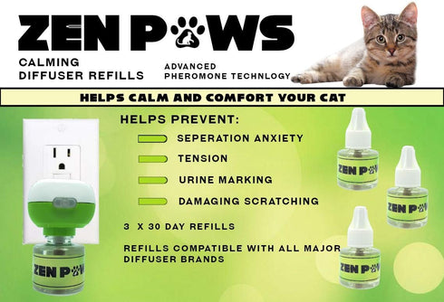 Zenpaws No Scent Diffuser Cat Relaxant Refill - Compatible with Major Brand Diffusers like Feliway & Comfort Zone