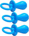 Xinjincang 3Pcs Blue Dog Pacifier Chew Toys, Mini Bite Resistant Bell Shape Rubber
