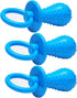 Xinjincang 3Pcs Blue Dog Pacifier Chew Toys, Mini Bite Resistant Bell Shape Rubber