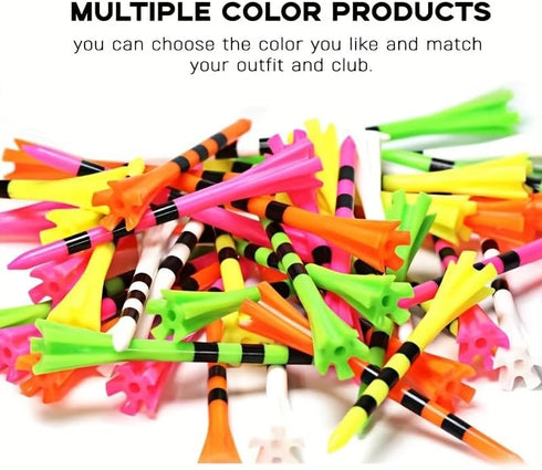 SWINGTEK 120 Pack Plastic Golf Tees, 100 pcs 3-1/4 Inch Unbreakable Long Tees and 20 Short Tees, Mixed Color