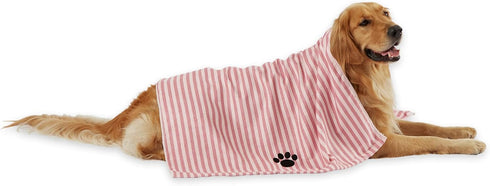 Bone Dry X-Large Pet Grooming Microfiber Towel, Striped Collection, 41x23.5", Rose