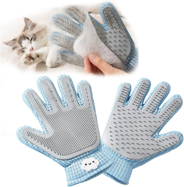 2 in 1 Pet Grooming Gloves for Dogs & Cats, Pet Fur Remover Glove, Grooming Brush Mitt, Fur Cleaner for Couch, Clothes,