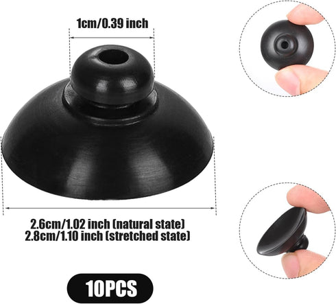10pcs Fish Tank Suction Cups, 1 Inch Suction Cup Clips Rubber Aquarium Suction Cup Clips Fish Tank Attachments for Tank Pump and Fish Tank Aeration Setup (Black)