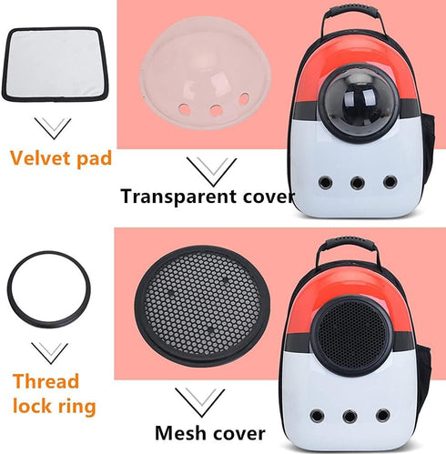 Pet Travel Carrier, Cat Dog Dome Space Capsule Backpack, Portable Waterproof Breathable Knapsack for Hiking (Blue/White)