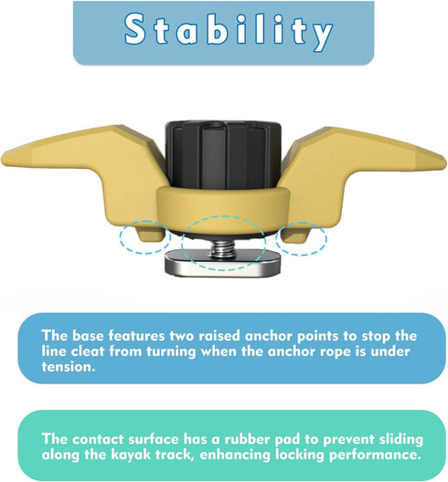 Kayak Anchor Cleat, Compatible with Light/Medium Duty Polymer Kayak Track Mount for Secure Attachment