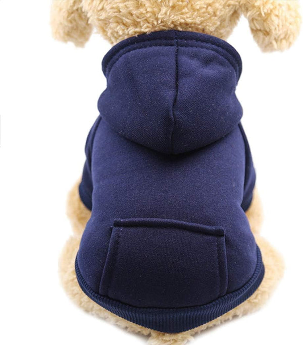 Idepet Dog Hoodies for Small Dogs, Warm Coat Jacket Vest, Autumn Puppy Outfits, Navy Blue (S)