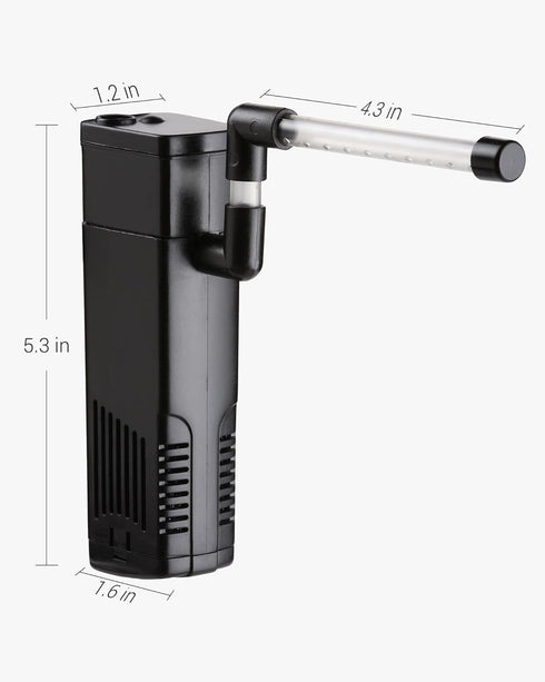 NICREW Aquarium Internal Filter, Submersible Power Filter for 2 to 5 Gallon Fish Tanks, 40 GPH, 3.5W