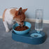 Raised Cat Food Bowls with Automatic Water Bottle, Adjustable Tilted Feeding Dishes for Cats and Dogs (Blue)
