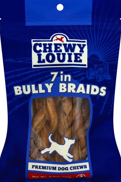 7" Braided Bully Sticks, 100% Beef Treat, Long-Lasting, Dental Support Dog Treats, No Artificial Preservatives.