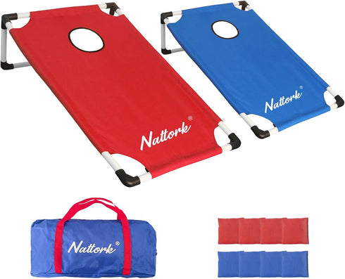 Portable Cornhole Set with 2 Collapsible Cornhole Boards, 8 Cornhole Bean Bags
