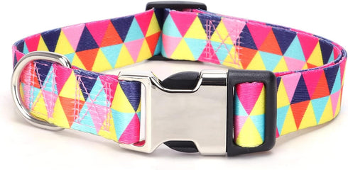 Cute Dog Collar for XS Small Medium Large Dogs - Soft Nylon Pet Collar with 3D Print Multicolor Patterns - Adjustable