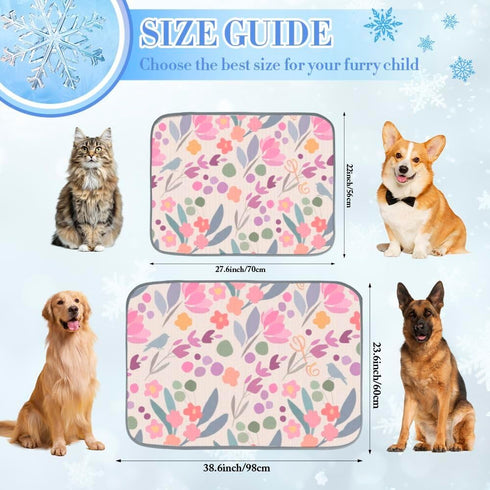 imiBBWQu Summer 27" 22" Cooling Pad Cute Flowers Air-Cushion Fiber Dog Mat Washable Pet Semiconductor Cooling Pad