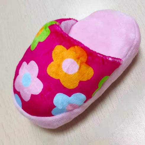 Red Cute Pet Puppy Dog Cat Slipper Shape Plush Chew Play Toy, Flip-Flops Squeaky Toys