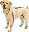 Olsa Dog Hooded Slicker Poncho Raincoat, 4 Legs Rain Jacket with Reflective Stripe, Waterproof for Small Medium Dogs