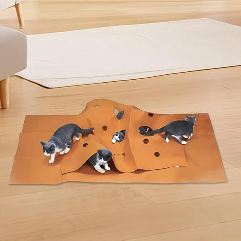 Generic 120x90cm, Cat Activity Mat, Cat Activity Play Pad, Kitten Tunnel, Fun Interactive Pet Rug, Space-Saving Design