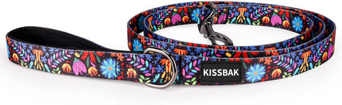 KISSBAK Dog Leash for Large Dogs, Comfortable Padded Handles, Premium Floral Sunflower Training Leash (Floral Purple, 1