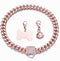 Rose Gold Chain Dog Collar 10MM/14MM Cuban Link Chew Proof Stainless Steel for Small Medium Large Dogs (14mm, 14inch)