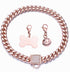 Rose Gold Chain Dog Collar 10MM/14MM Cuban Link Chew Proof Stainless Steel for Small Medium Large Dogs (14mm, 14inch)