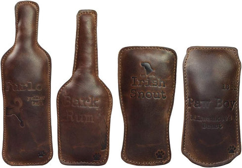 Hide & Drink Dog Chew Toys (4 Pieces), Durable Handmade Pet Toy, Drinks Chew Toy for Dogs, Bourbon Brown