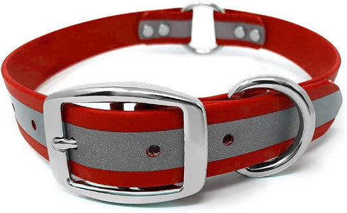Regal Dog Products Large Red Heavy Duty Reflective Dog Collar with Durable Metal Buckle, Adjustable & Chew Proof