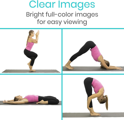 Vive Yoga Poster - Poses for Beginners and Experts, Double Sided Laminated Flow Chart for Home Gym
