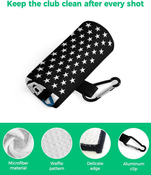 Golf Towel 24"x16" Blue White American Police Flag, Absorbent Microfiber, Honoring Law Enforcement Officers