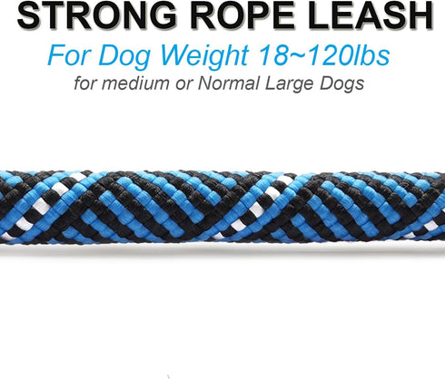 Short Dog Leash - 18 Inch Rope Traffic Lead with Padded Handle, 1/2” Strong Nylon Tab for Medium Large Dogs (Blue-1.5