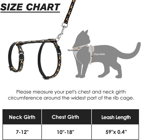 Cat Harness and Leash Set, Escape Proof Adjustable for Outdoor Walking with Safety Buckle for Small Animals