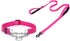 Martingale Dog Collar with Reflective Stainless Steel Chain, Adjustable for Medium Large Dogs (M, Hot Pink Set)