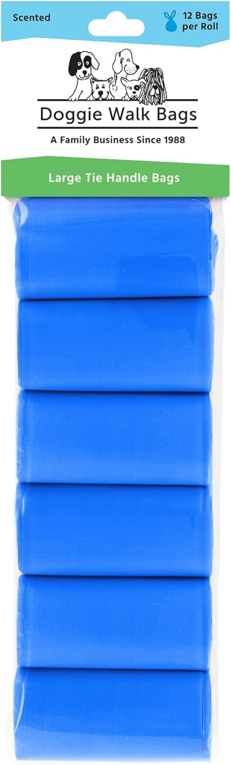72 Count, 5.5 5.5 17 Inches Large Dog Waste Bags on a Roll with Easy Tie Handles, Extra Thick and Strong Poop Bags