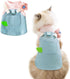 ANIAC Denim Small Puppy Dress - 3D Flowers Girl Dog Clothes with D-Ring, Striped Harness (X-Small, Pink)