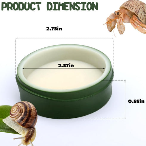 DQITJ 2 Pcs Snail Water and Food Bowl Hermit Crab Feeding Dish for Snail Crab Millipede Frog Tarantula Small Reptile