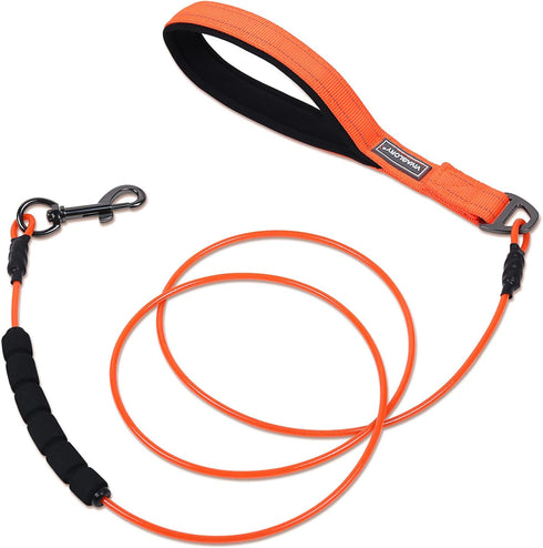 VIVAGLORY Chew Proof Dog Leash, Soft Foam Reflective Padded Handle, Waterproof Non Chewable Metal Leash