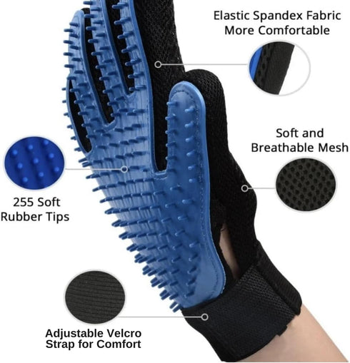 Pet Grooming Glove for Easy Mess-Free Grooming, Mitt for Dogs, Cats, Rabbits, Long/Short Hair, Easy Clean Up