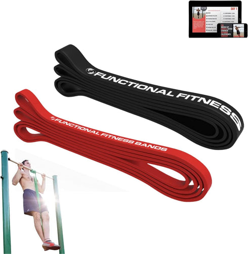 Pull Up Assist Bands Set by Functional Fitness. Heavy Duty Resistance and Assistance Training Band by Rubberbanditz