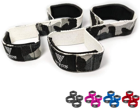 WYOX Heavy Duty Figure 8 Weight Lifting Straps for Deadlifting Workout | Gym Equipment Gear for Men Women PAIR (Camo)