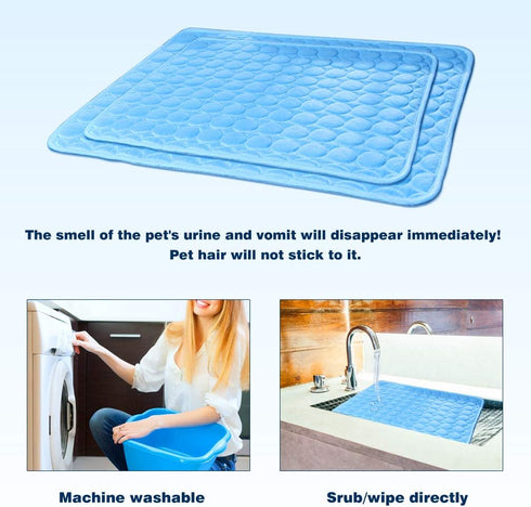Washable Dog Cooling Mat, Ice Silk Cooling Mat for Dogs, Pet Self Cooling Pad Blanket for Indoor & Outdoor Car Seats