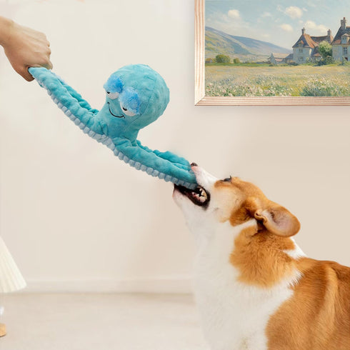 Octopus Dog Toys, Large Squeaky Interactive Plush Dog Toys for Small, Medium Puppies, Tug of War Training Aid