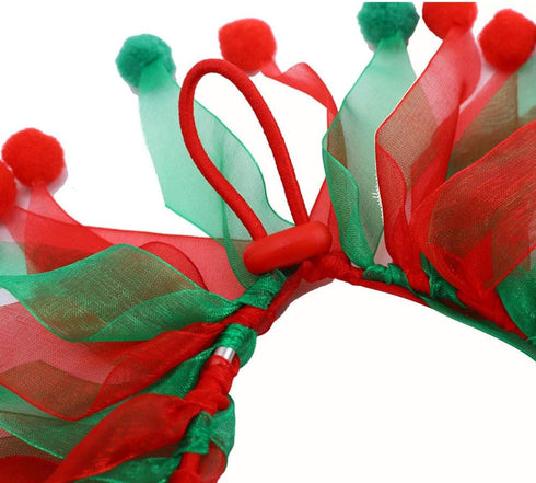 Christmas Pet Collar Ornaments, Adjustable Red Green Holiday Dress Collar for Cat and Dog (L(45CM))