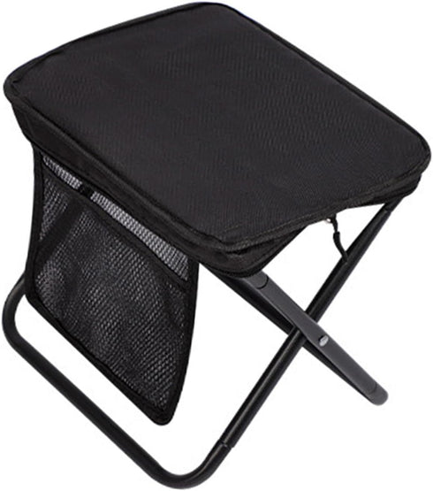 Menolana Folding Camping Stool Footstool with Side Pocket Multipurpose Small Foldable Chair for