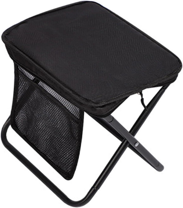 Menolana Folding Camping Stool Footstool with Side Pocket Multipurpose Small Foldable Chair for