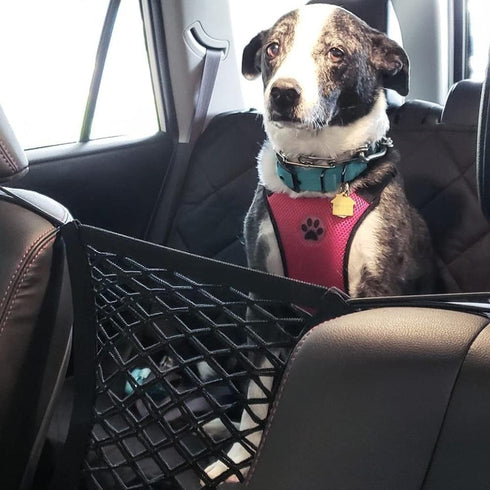 SIQITECHNO Car Dog Barrier Universal Dog Barrier Net Car Seat Net & Storage Bag Tear Resistant Pet Mesh Barrier Car