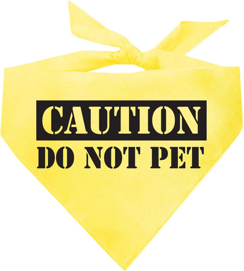 Caution Do Not Pet Dog Bandana, Yellow, One Size